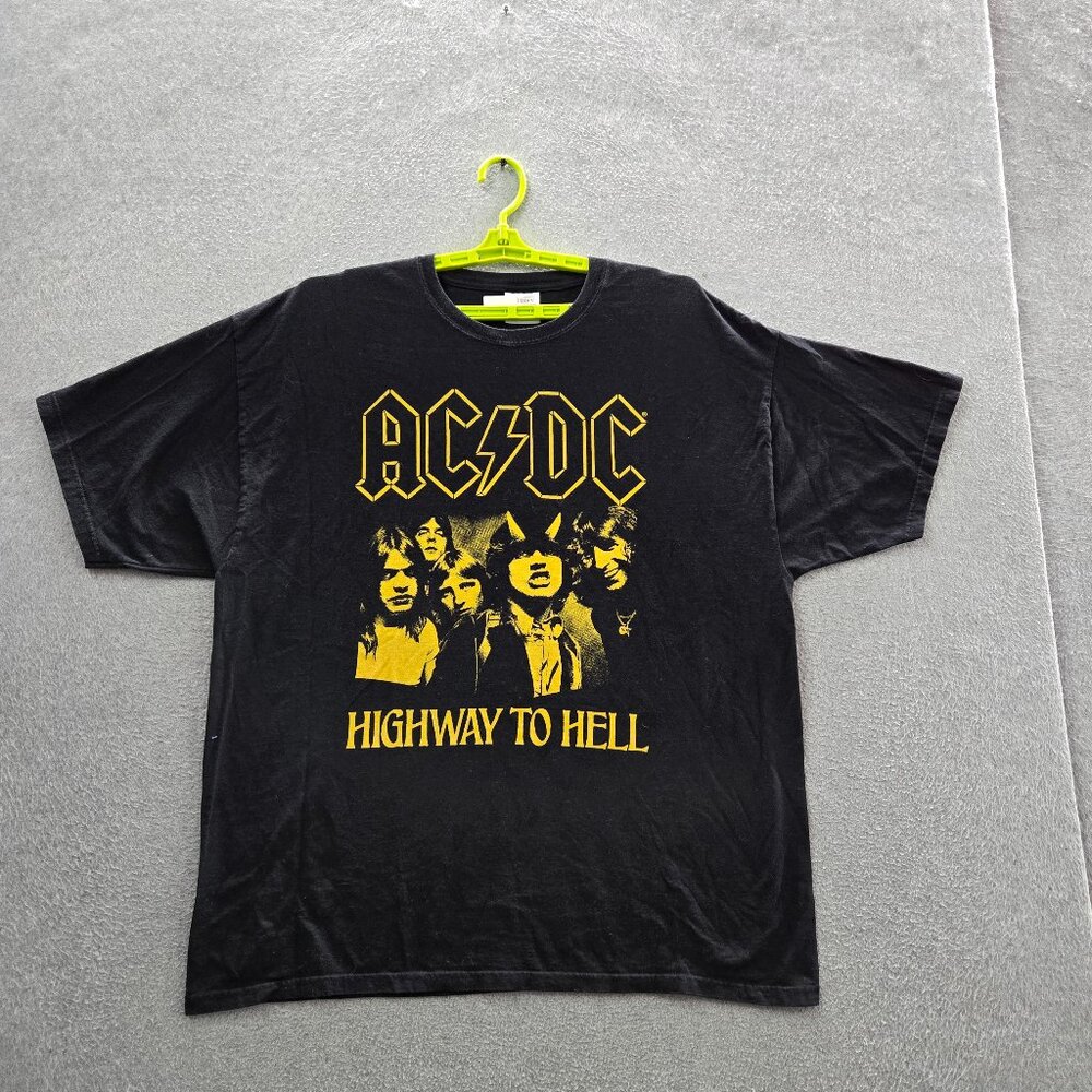 ACDC Men Shirt 2XL Black Highway To Hell Rock Band Short Sleeve